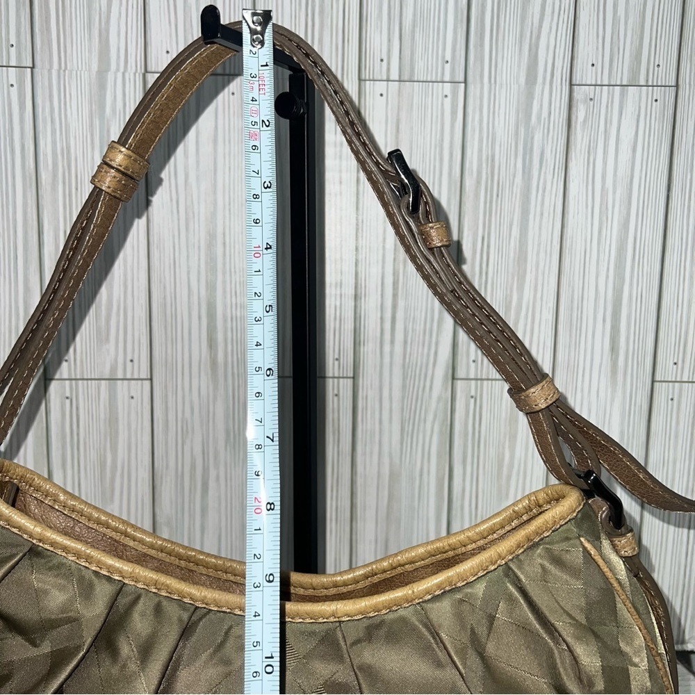 Burberry Shoulder Bag Olive Green Nylon Hobo Tote with Leather Trim - Picture 10 of 17